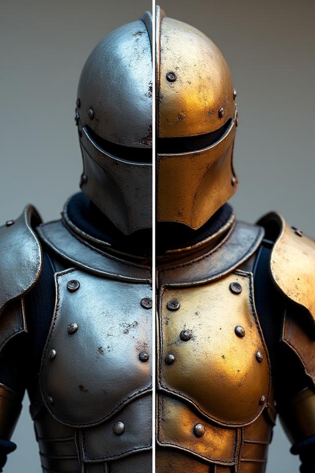 Restauración de armadura de cosplay antes y después